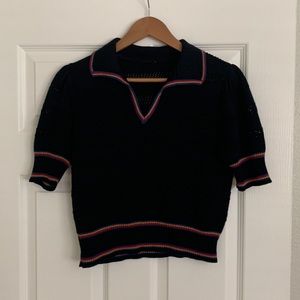 Vintage Cropped Knit Polo